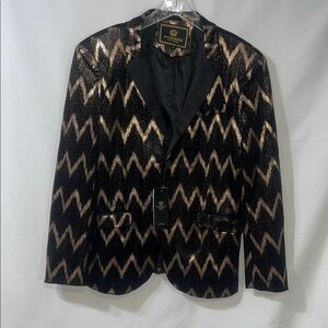 Black and Gold Zigzag Blazer